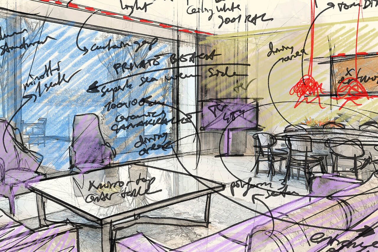 0_sketch_Villa Bodrum architectural interior design