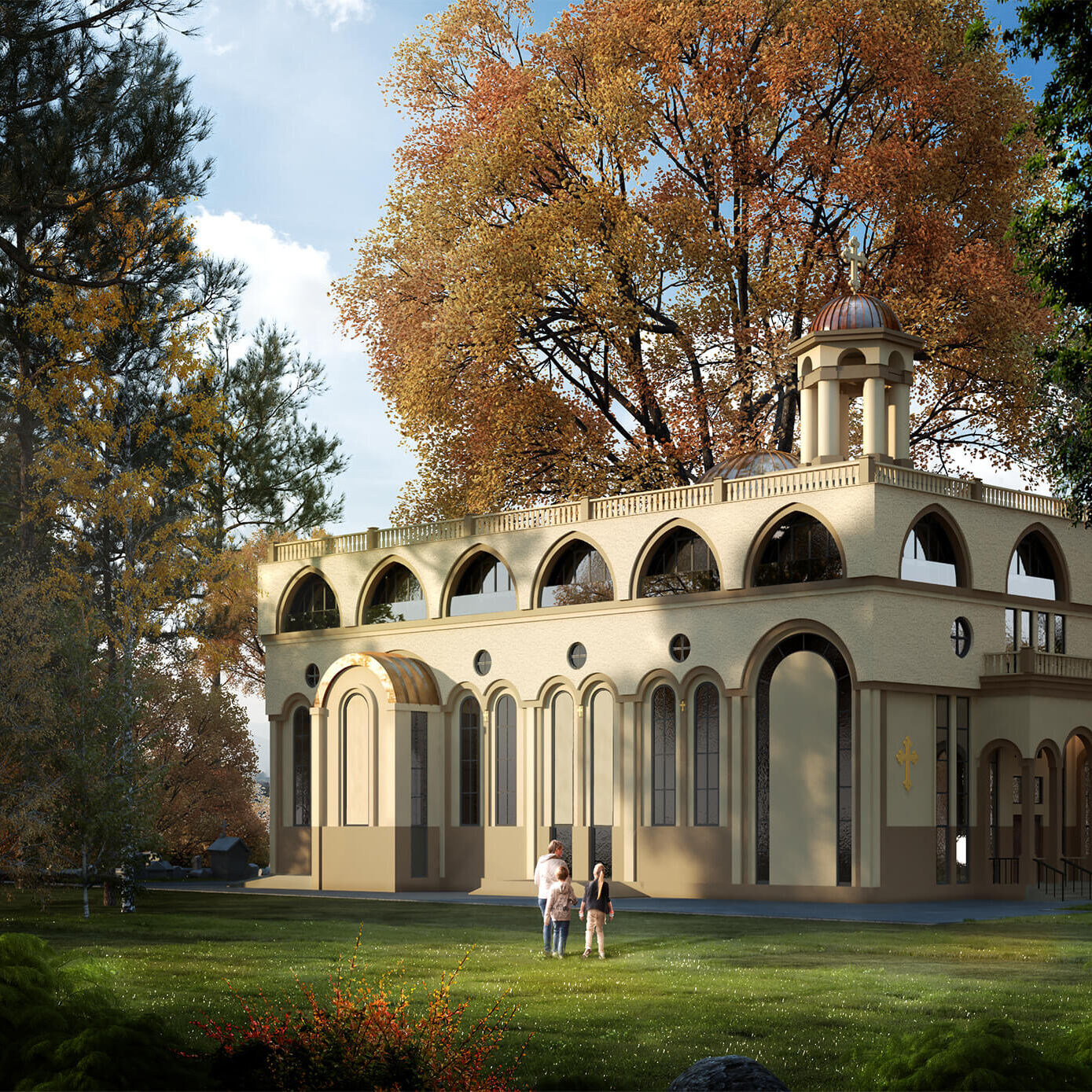 Church Exterior Facade Render