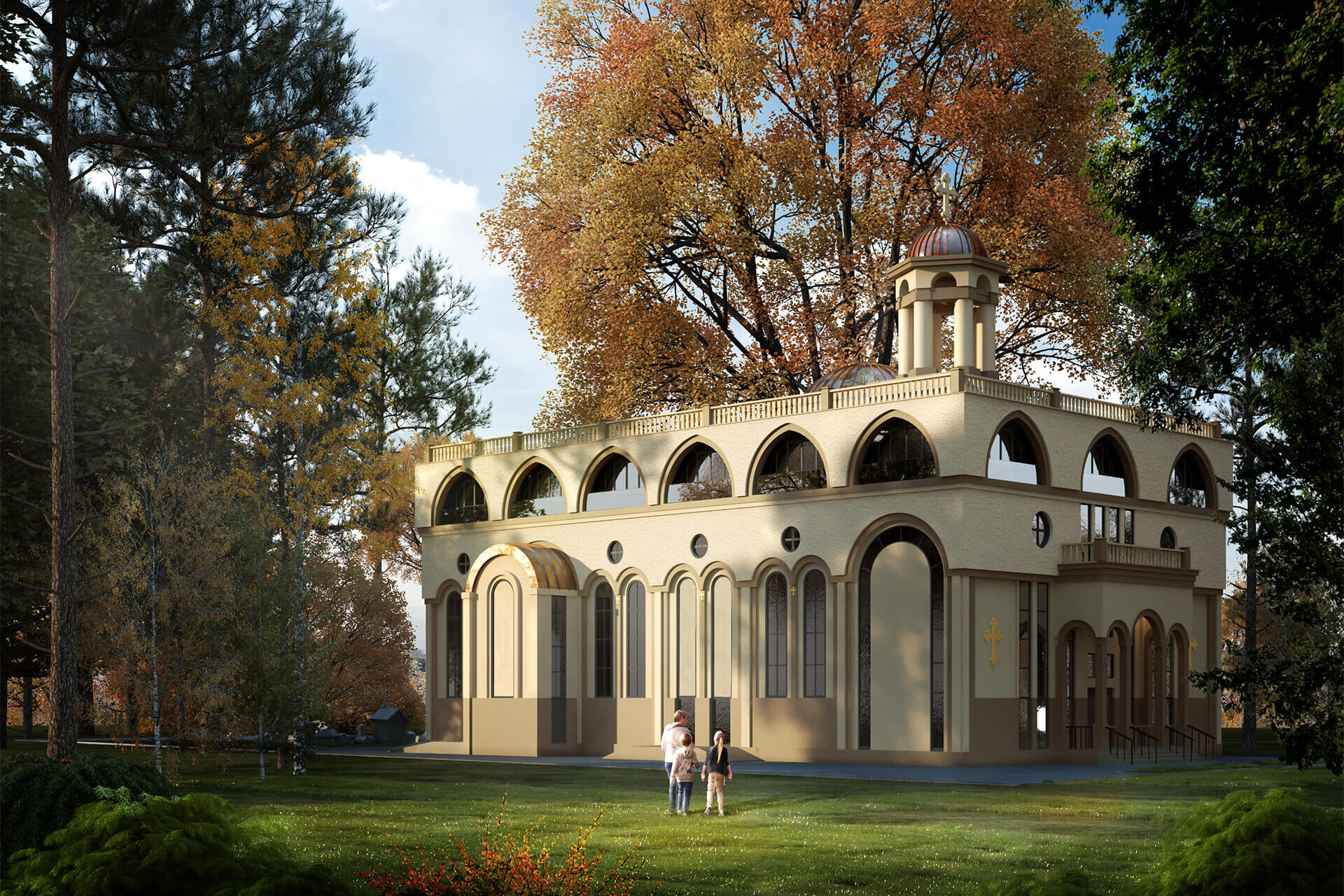 Church Exterior Facade Render