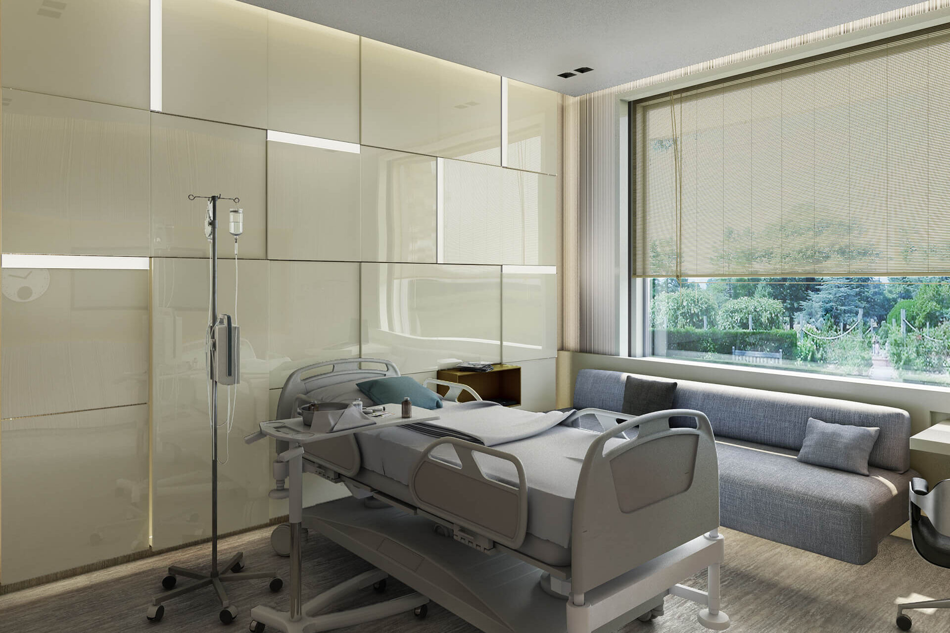 Acıbadem Hospital Patient Room Interior Design Render