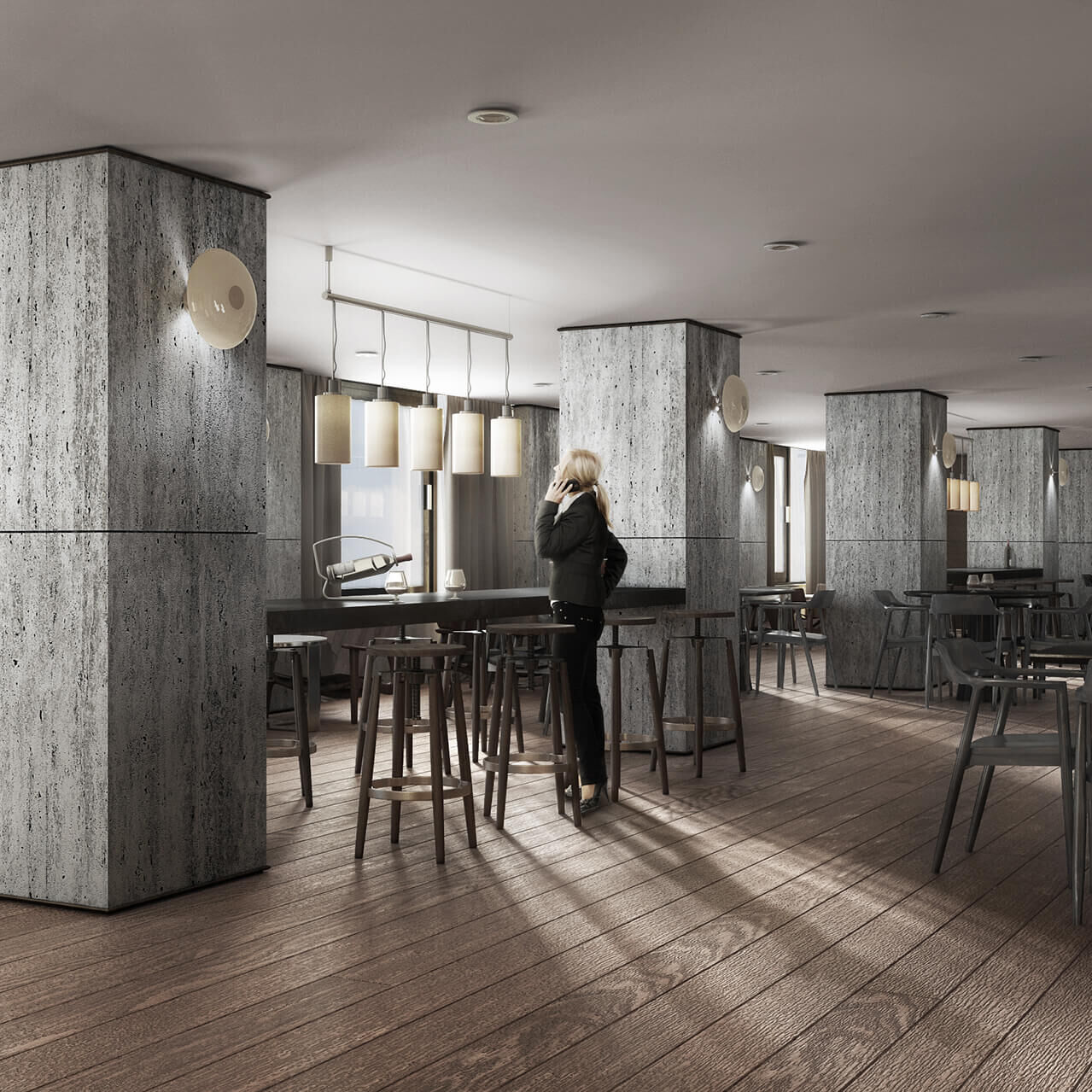 Hyatt Hotel Executive Lounge Interiors Render