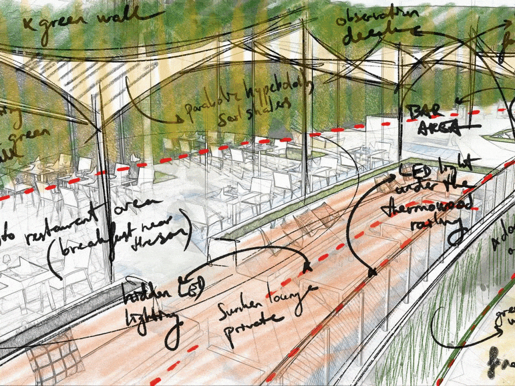 Beach Rouge Bar Sketch Design