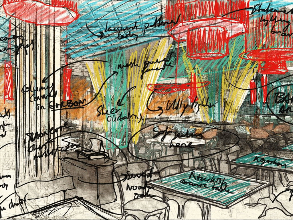 0_sketch_traditional restaurant İnterior Design_baghdad (2)