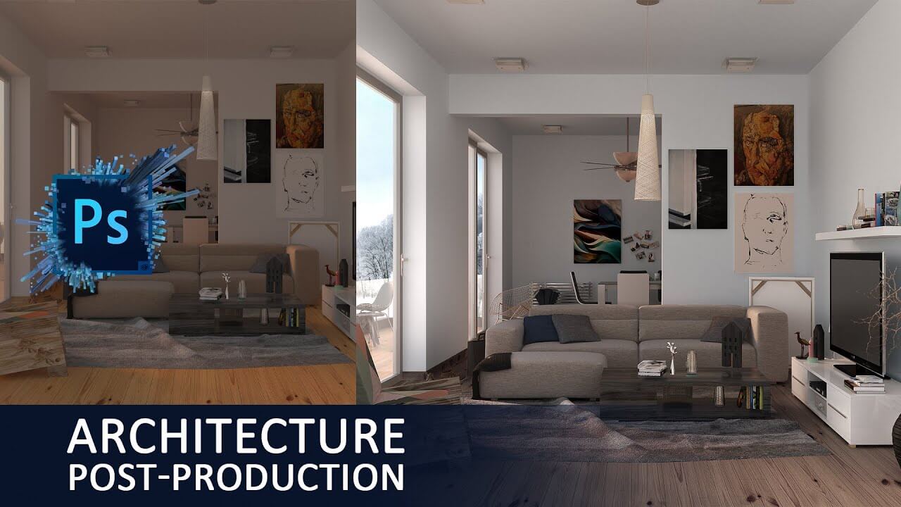 Photoshop Post Production Architecture Visualization Render V 9 Scandinavian Apartment